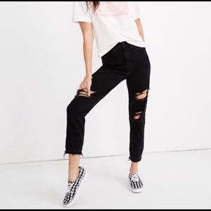 Madewell destructed straight leg black denim